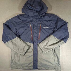 Columbia Men's Omni-tech Hooded Hiking Jacket Blue Waterproof Size 2XL